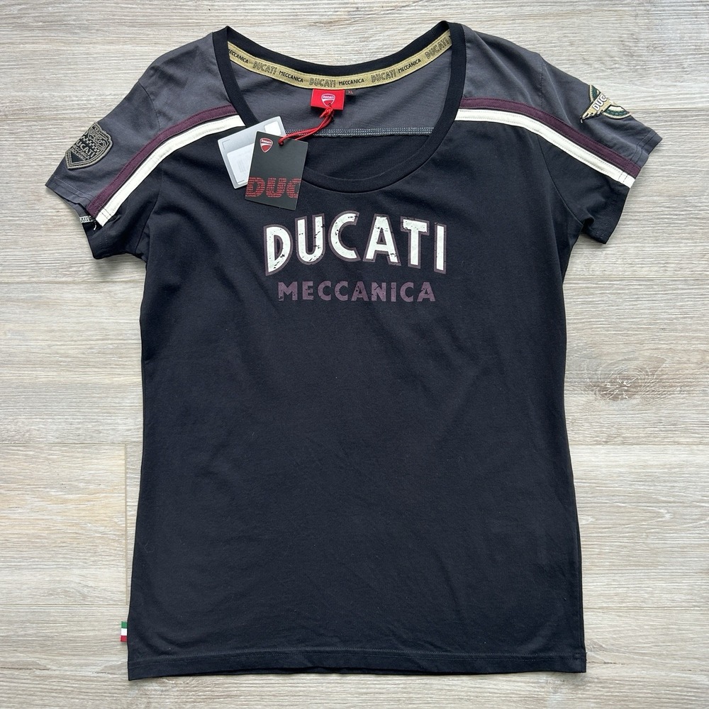 NWT Ducati Moto GP Racing T Shirt Womens XL Meccanica Donna Patches